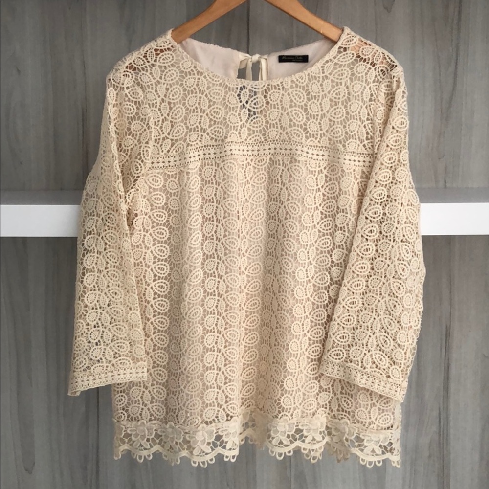 Massimo Dutti Lace/crochet top.